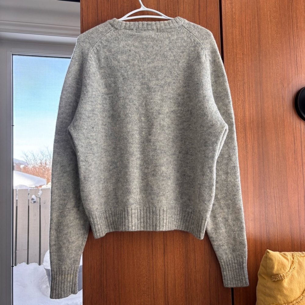 Vintage Van Heusen Heather Grey 100% Shetland Virgin Wool Crewneck Sweater XL - Picture 2 of 8